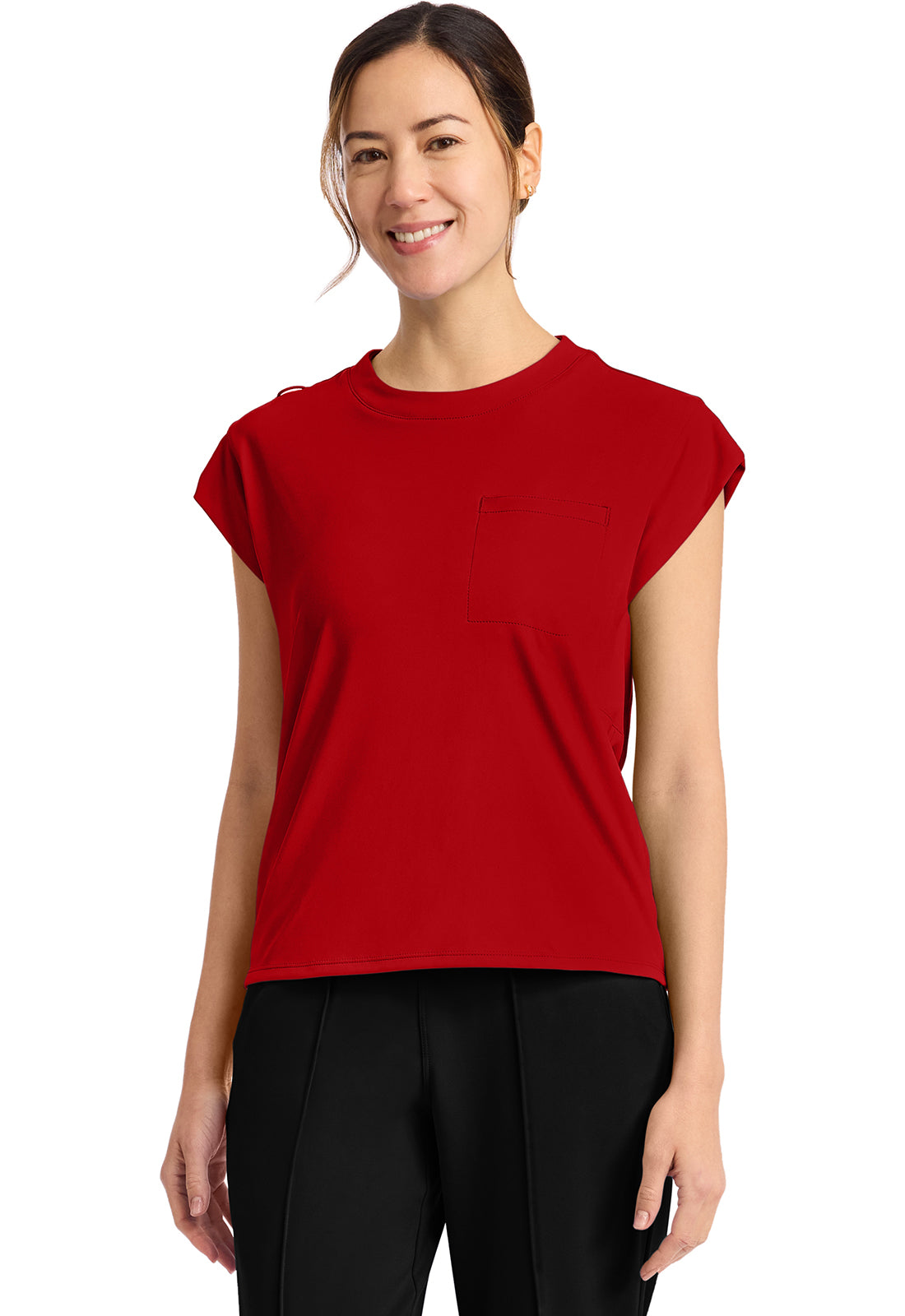 CHEROKEE ACHIEVE 1 POCKET CREW NECK TOP
