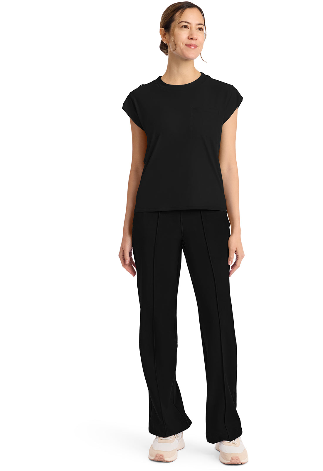 CHEROKEE ACHIEVE 1 POCKET CREW NECK TOP