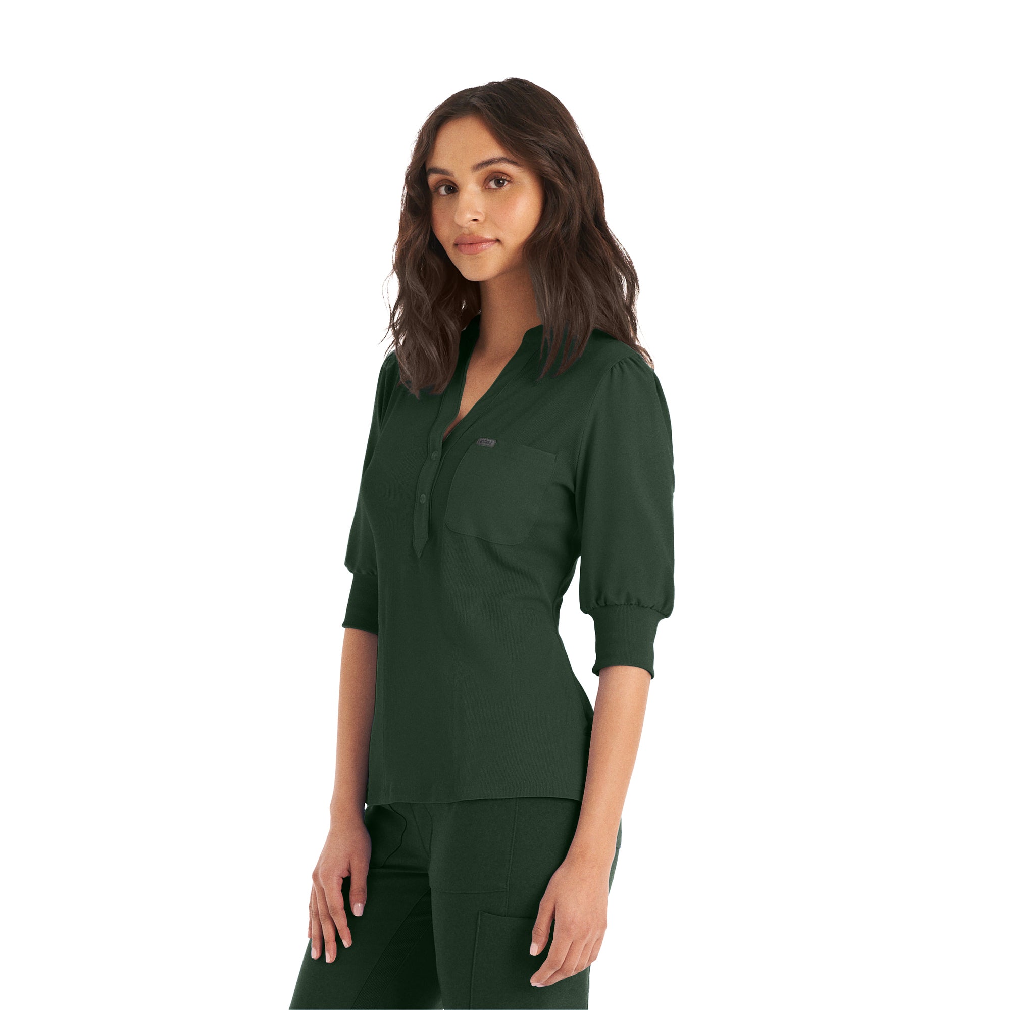 LANDAU FORWARD 3/4 SLEEVE RIBBED TOP