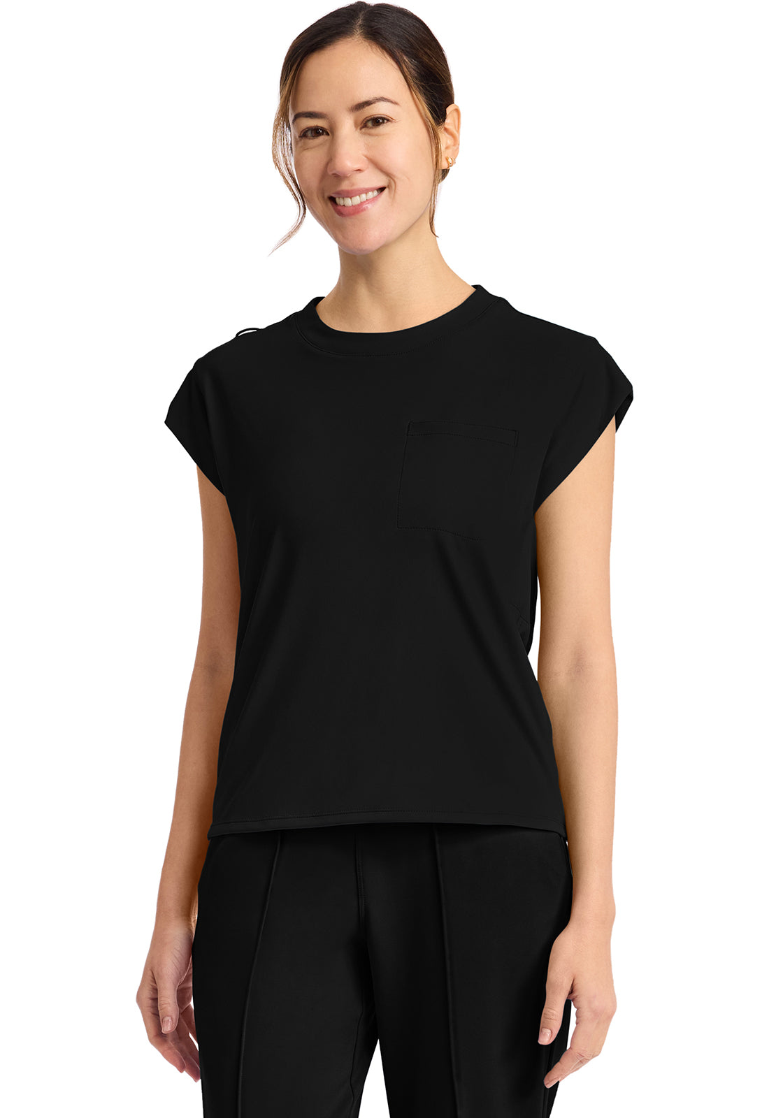 CHEROKEE ACHIEVE 1 POCKET CREW NECK TOP