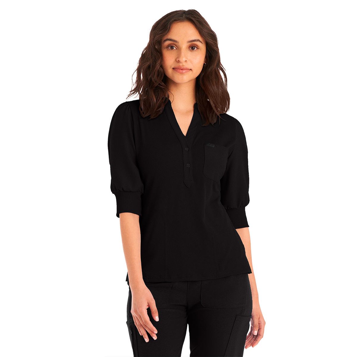 LANDAU FORWARD 3/4 SLEEVE RIBBED TOP
