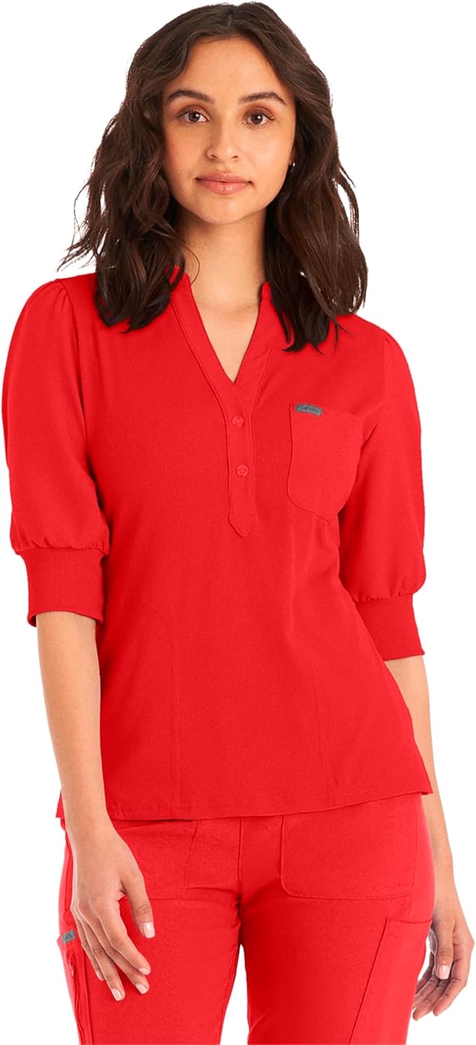 LANDAU FORWARD 3/4 SLEEVE RIBBED TOP