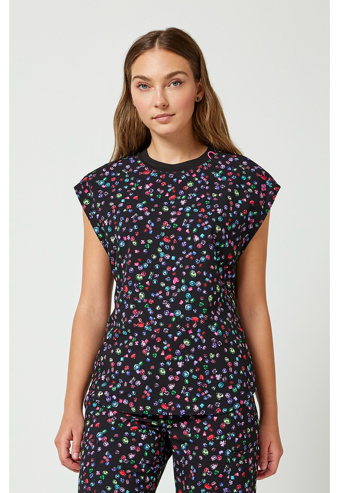 MED COUTURE AMP COLLECTION HIGH COLLAR PRINT TOP