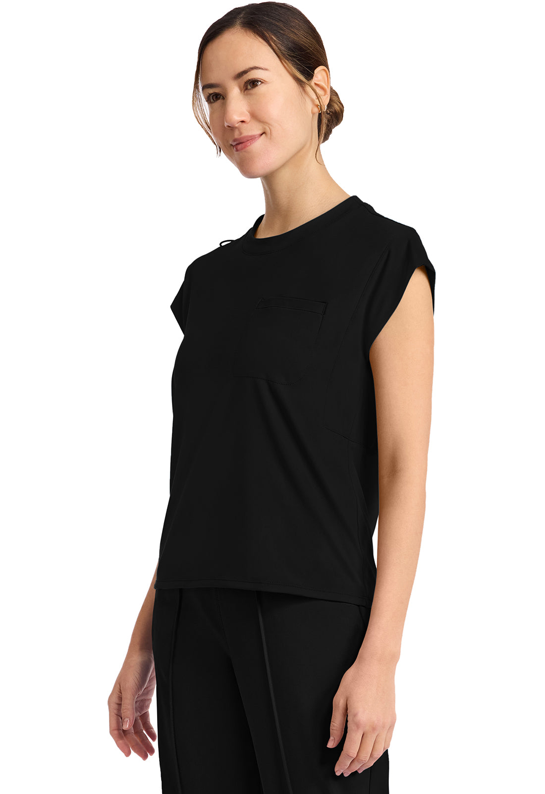 CHEROKEE ACHIEVE 1 POCKET CREW NECK TOP