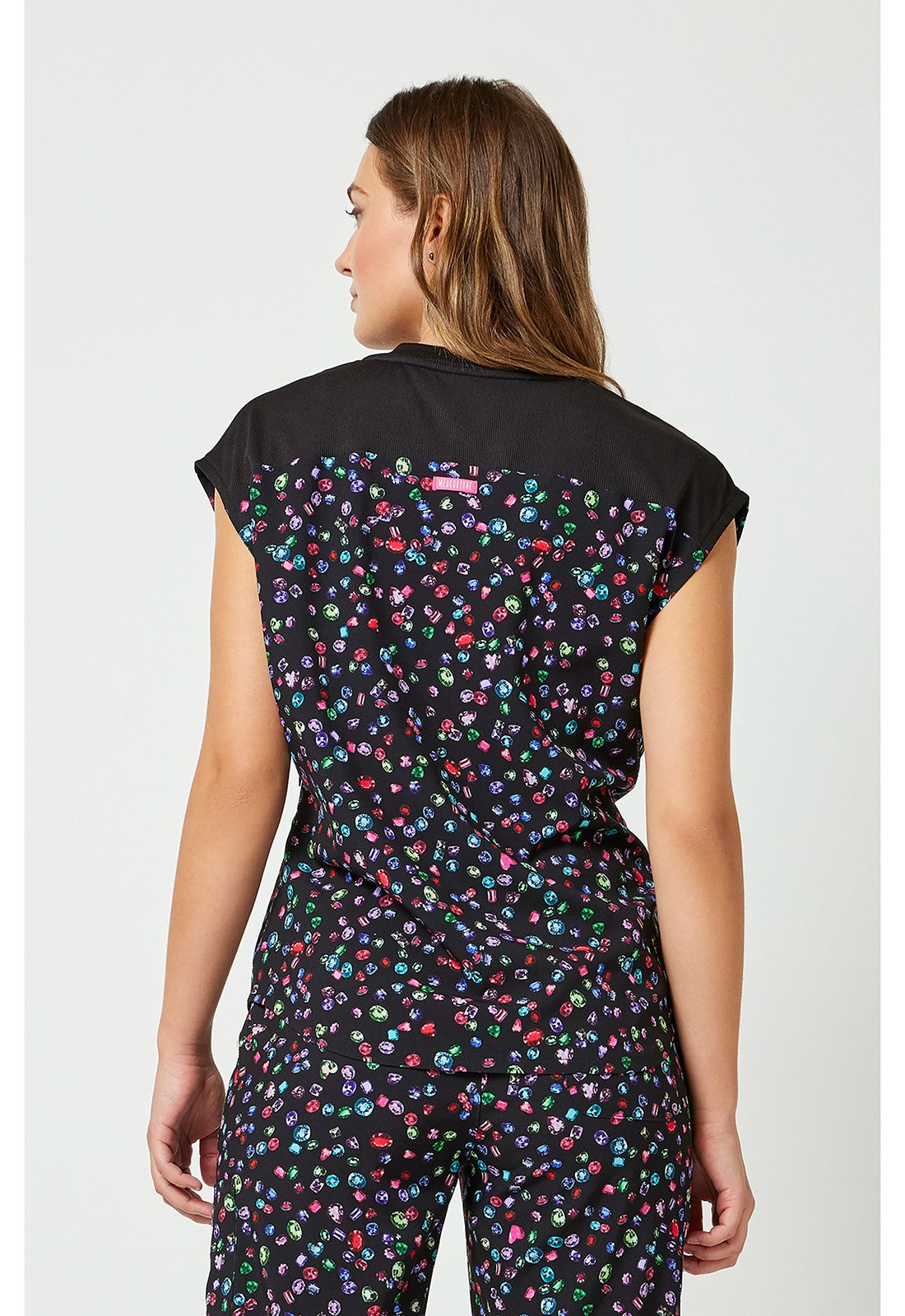 MED COUTURE AMP COLLECTION HIGH COLLAR PRINT TOP